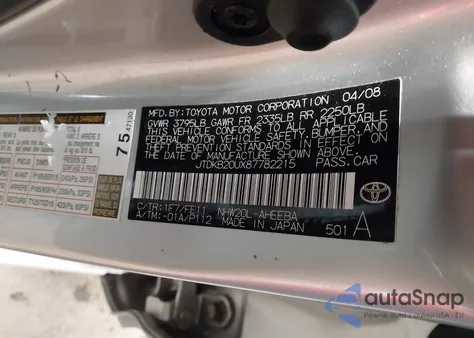 2008 Toyota Prius z USA, uszkodzony, nr VIN JTDKB20UX87782215